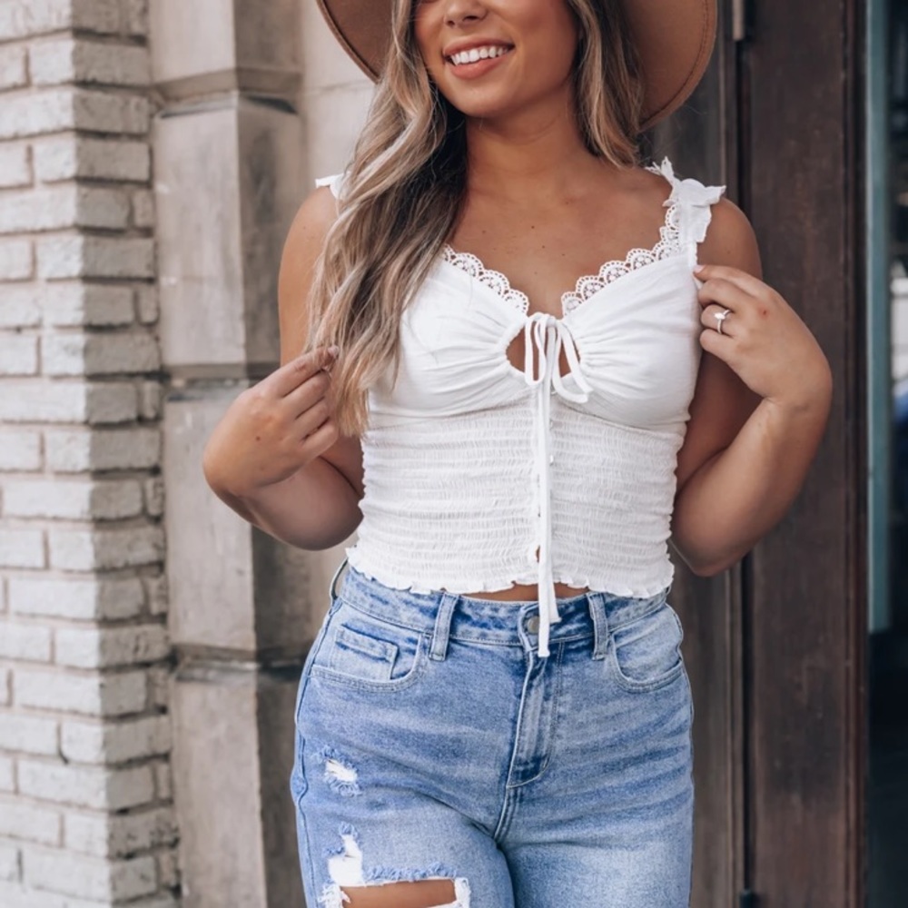 Embroidered Ruffle Top